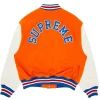 Orange Supreme Tiger Bomber Varsity Jacket Back