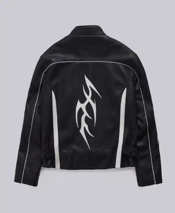 Owen Thiele TV Series Adults 2026 Anton London Crash Black Leather Biker Jacket Back View