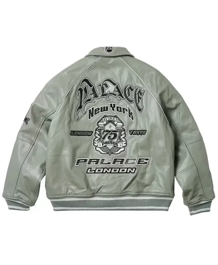 Palace Avirex Grey Leather Jacket