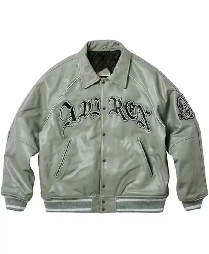 Palace Avirex Leather Jacket Grey