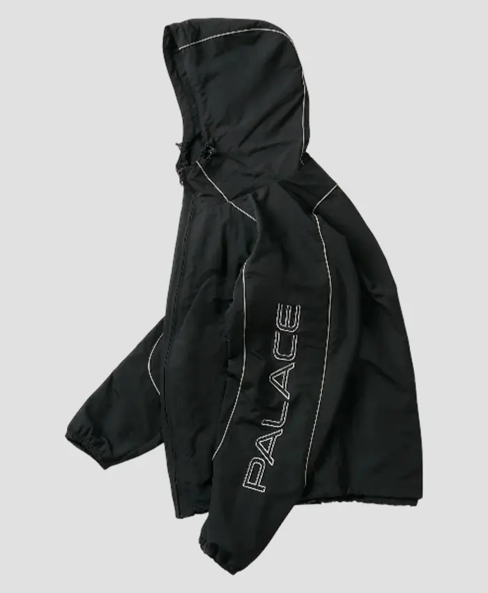 Palace Piped Hooded Black Shell Jacket With Hood