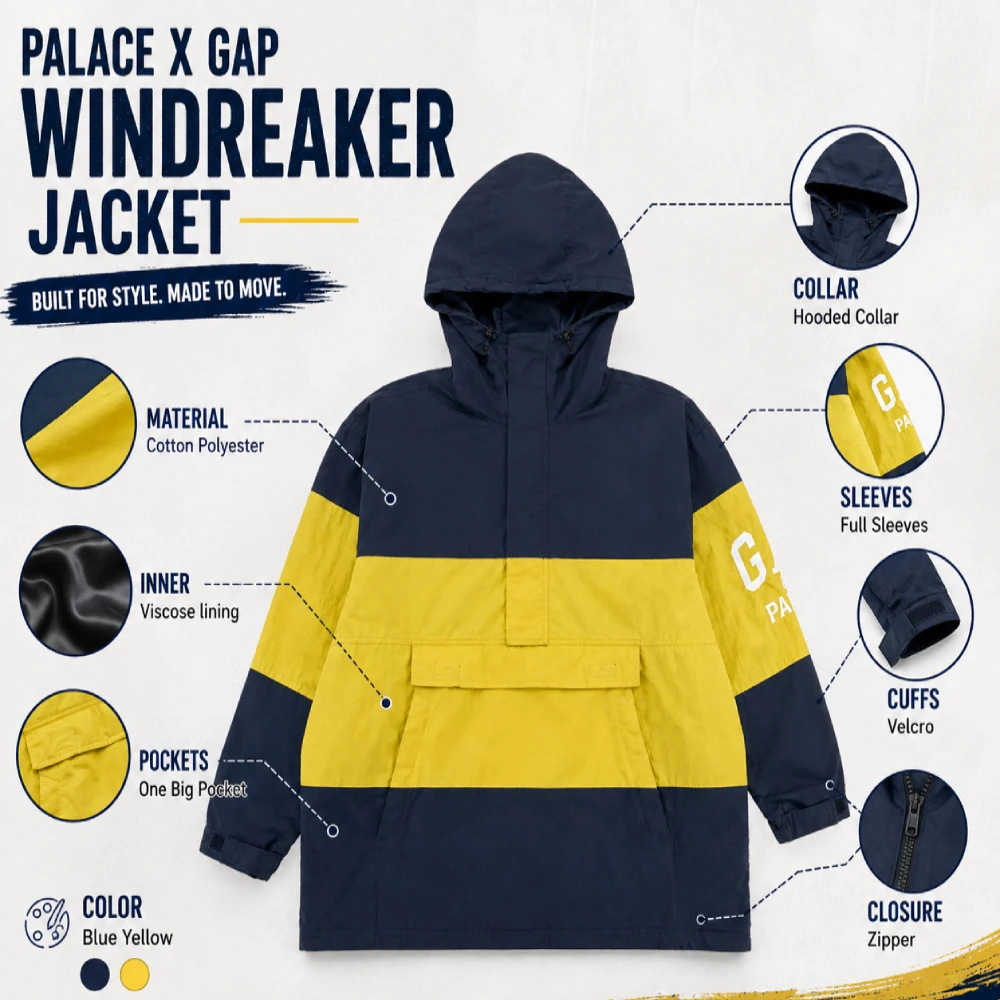Palace x Gap Windbreaker - Blue Yellow | Oskar Jacket