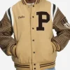 Patta Athletic P Houndstooth Beige Varsity Jacket Front