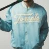 Peace Collective Toronto Blue Jays Mens Satin Varsity Jacket