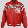 Pelle Pelle Encrusted Red Leather Bomber Jacket