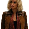 Penélope Cruz Movie The Invite 2026 Piña Brown Suede Leather Jacket