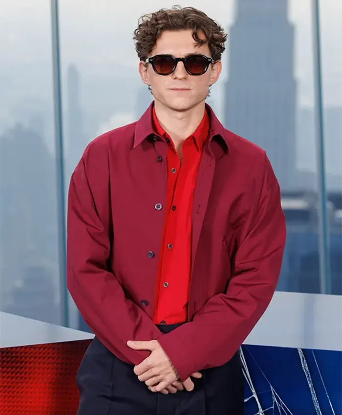 Peter Parker Movie Spider-Man Brand New Day 2026 Tom Holland Maroon Cotton Jacket