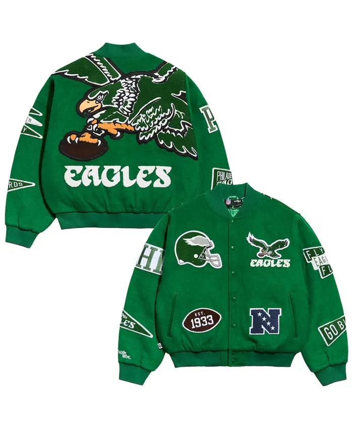 Philadelphia Eagles Chalk Line Kelly Pennant Green Varsity Jacket