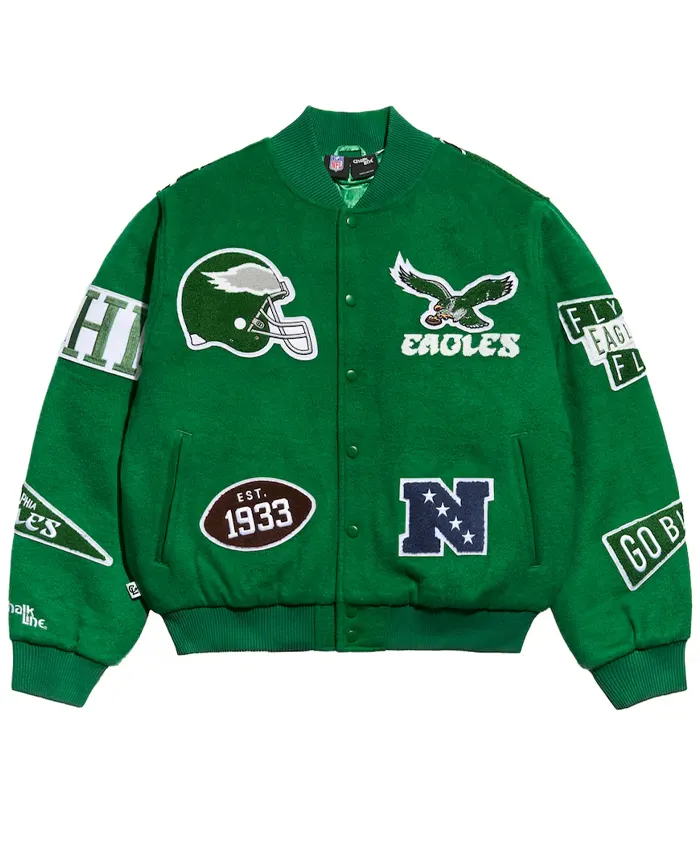 Philadelphia Eagles Kelly Green Pennant Varsity Jacket
