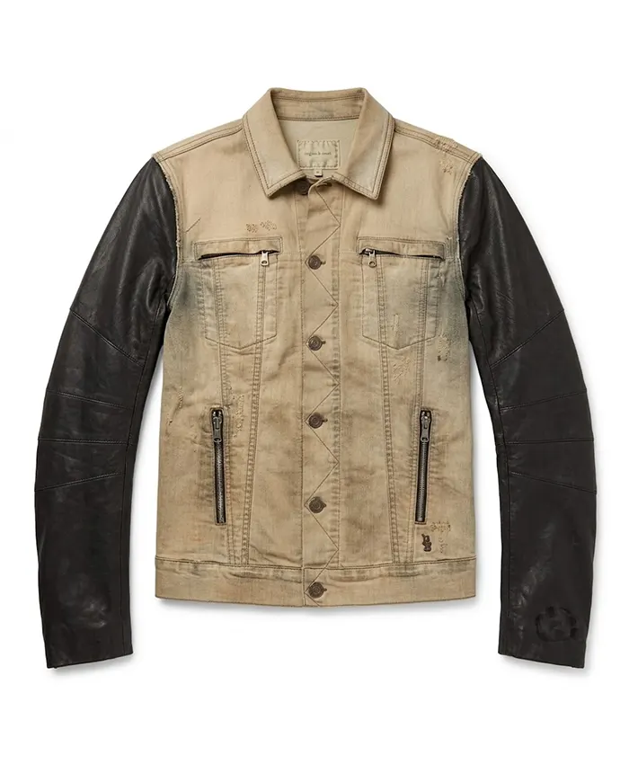 Pierre Balmain SS12 Leather Sleeve Hybrid Denim Jacket