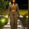 Porsha Williams Catherine Cropped Boucle Denim Jacket