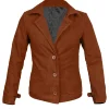 Quinn O’Grady Buttoned Brown Suede Jacket