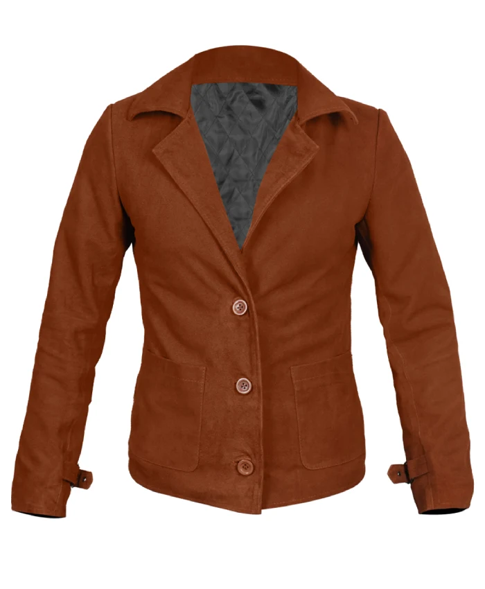 Quinn O’Grady Buttoned Brown Suede Jacket