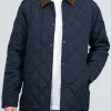 Raphael Sowole TV Series The Crow Girl 2026 Alex Kilburn Blue Quilted Jacket Front