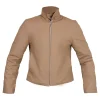 New York City SoHo 2026 Rihanna oversized beige cropped jacket with stylish casual design