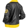 X-Men Rogue cropped black leather cosplay jacket with yellow detailing