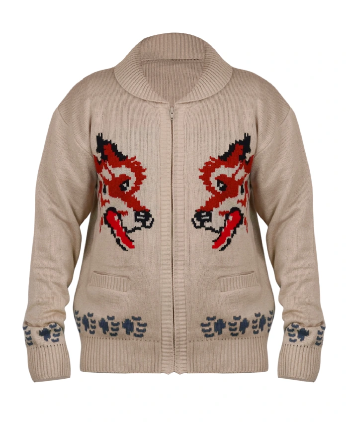 Ryan Gosling inspired knitted cardigan jacket with zip closure and cozy styling