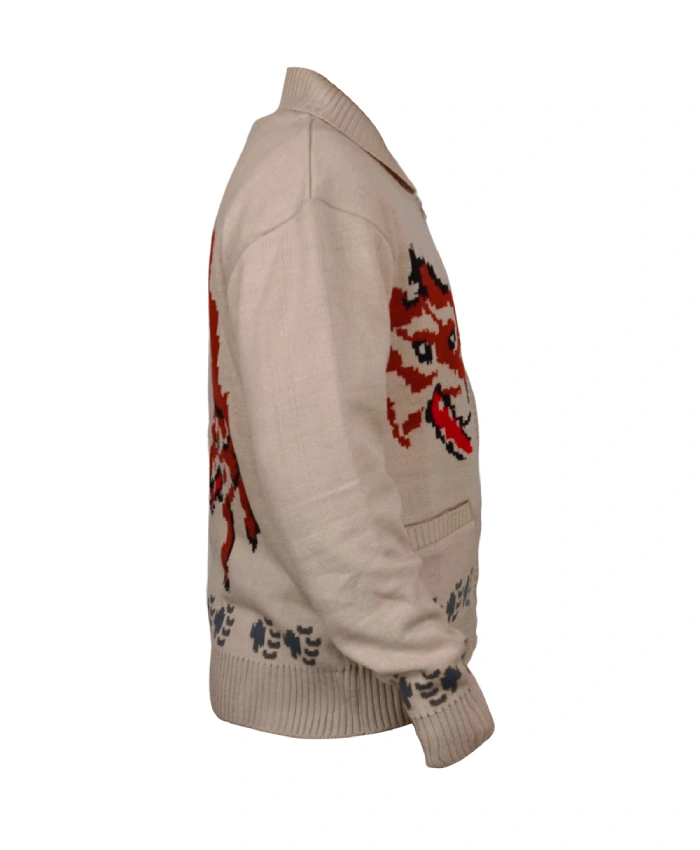 Ryan Gosling Project Hail Mary Cardigan Jacket in cream knitted fabric