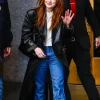 Sadie Sink Movie Spider-Man Brand New Day 2026 Black Leather Trench Coat