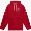 San Francisco 49ers Nike Scarlet Sideline Anorak Half-Zip Hooded Jacket