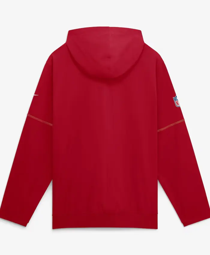 San Francisco 49ers Nike Sideline Anorak Half-Zip Hooded Jacket Back