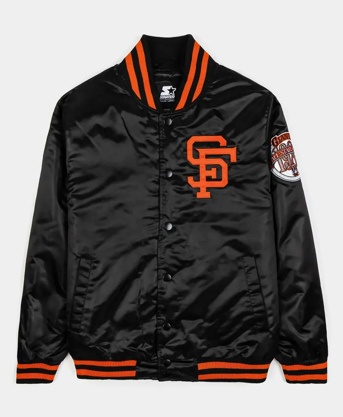 San Francisco Giants Black Satin Starter Bomber Jacket