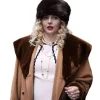 Sarah Ferguson Movie The Lady 2026 Shearling Collar Brown Wool Coat Front