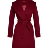 Sarah Rafferty TV Series My Life With The Walter Boys 2026 Katherine Walter Maroon Wool Wrap Coat Front