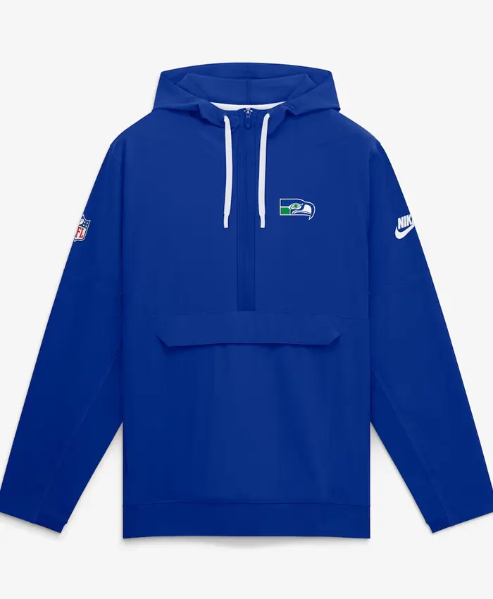 Seattle Seahawks Nike Sideline Anorak Half-Zip Hooded Royal Blue Jacket