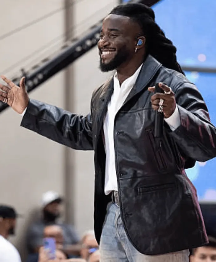 Shaboozey NBC’s Today Rockefeller Plaza 2026 In New York City Black Leather Blazer