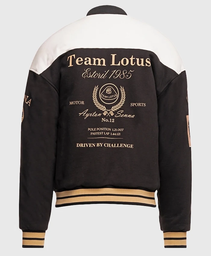 Shop 2026 F1 Ayrton Senna x Lotus Oversized Cotton Varsity Jacket On Sale