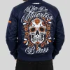 Shop Chicago Bears Navy Dia De Muertos Eternal Skull Navy Blue Satin Jacket For Men's