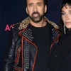 Shop Color Out Of Space Nicolas Cage Black Studded Leather Jacket Front View