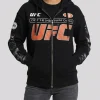 Shop Drake’s OVO x UFC 2026 Capsule Collection Black Fleece Hooded Jacket Front View
