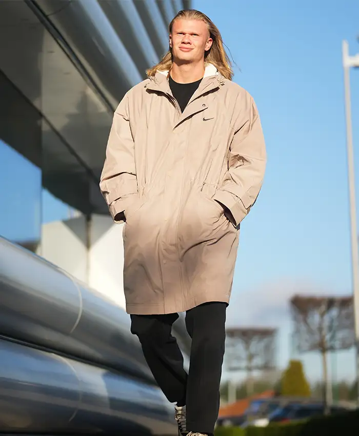 Shop Erling Haaland Nike x NOCTA Sideline Beige Long Jacket