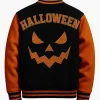 Shop Halloween Black and Orange Pumpkin Varsity Jacket