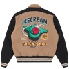 Shop Icecream Trick Shot Logo Jacket With Contrast Sleeves In Taupe And Black