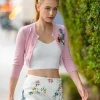 Shop Lili Reinhart Pink Cropped Rom-Com-Worthy Cardigan For Sale