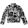 Shop Louis Vuitton LV Comics Black and White Trucker Jacket On Sale