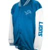Shop Men Detroit Lions Profile Blue Big Tall Full-Snap Varsity Jacket For SAle