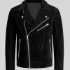 Shop Men's Amand Black Suede Leather Biker Style Jacket For Sale