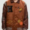 Shop Men's Jordan x Honor The Gift Westbrook Brown Letterman Varsity Jacket For Sale