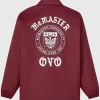 Shop OVO McMaster University Coaches Full Snap Jacket In Burgundy