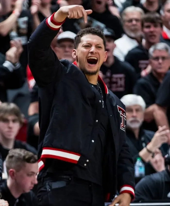 Shop Patrick Mahomes Houston v Texas Tech Black Bomber Jacket Back