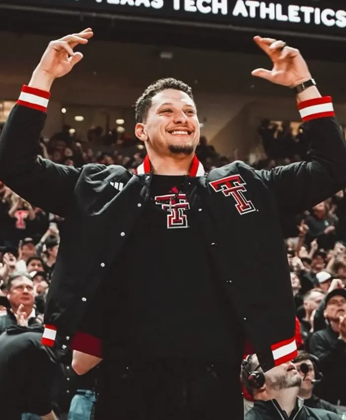 Shop Patrick Mahomes Houston v Texas Tech Black Bomber Jacket On Sale