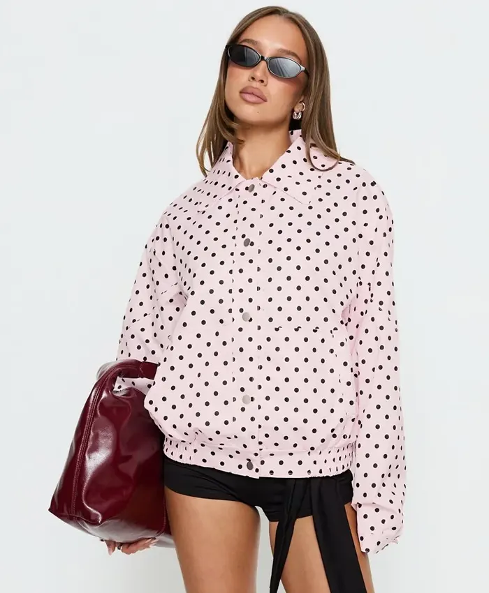 Shop-Princess-Polly-Womens-Swayer-Oversized-Jacket-Pink-Polka-Dot-For-Sale
