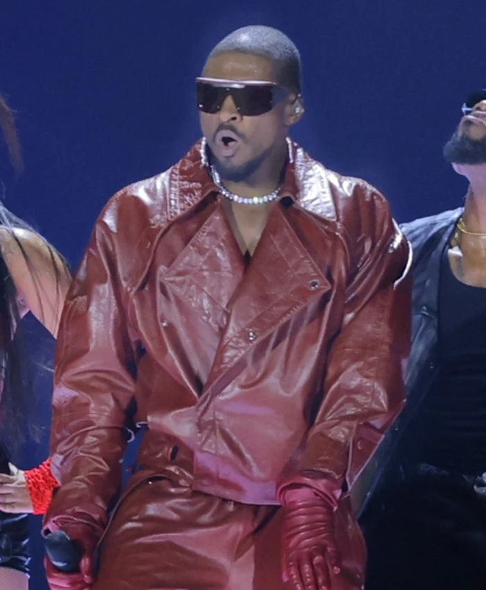Shop R&B Tour Chicago 2026 Usher Red Leather Jacket On Sale