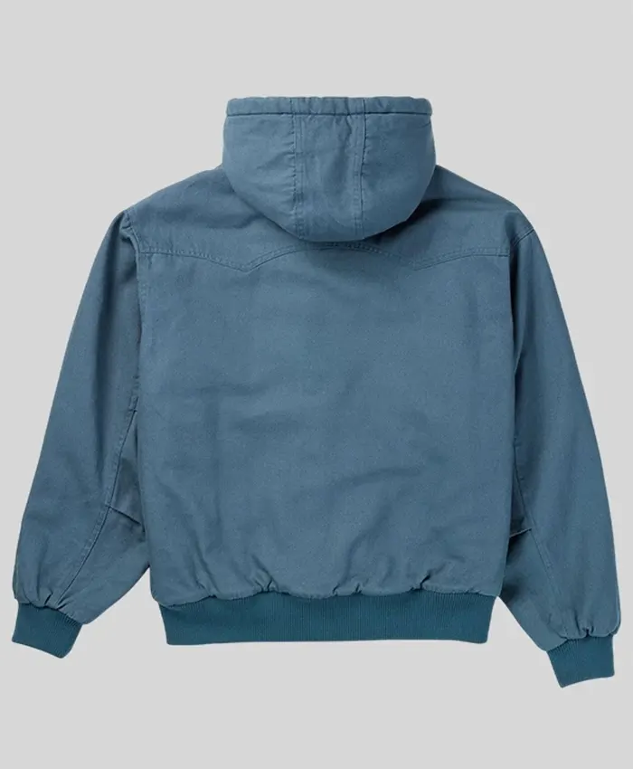 Shop Seager x Bison Insulated Stormy Blue Hooded Jacket Back