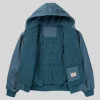 Shop Seager x Bison Insulated Stormy Blue Hooded Jacket On Sale