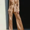 Shop Sparkly 2 Pieces Sequin Notched Lapel Formal Suit For Women Champagne